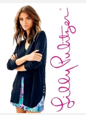 Lilly Pulitzer Micaila Sweater Cardigan in Onyx Metallic Sz Small